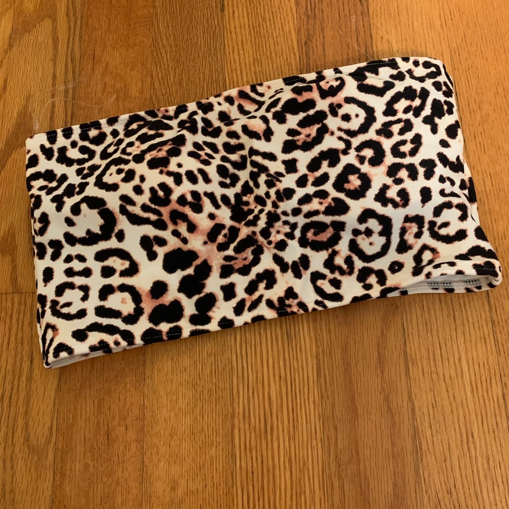 Cheetah bandeau bikini top